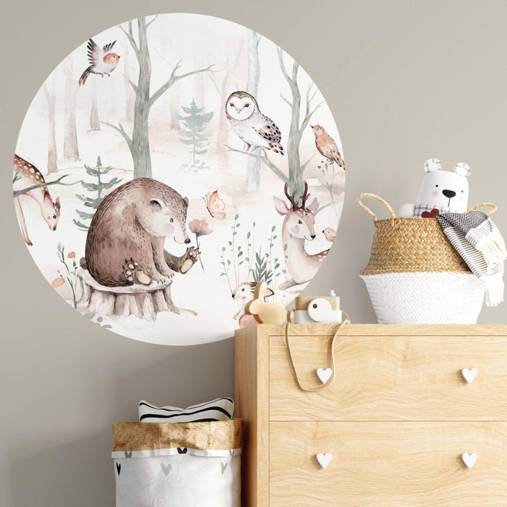 Wandtattoo Kvilis - Tierfreunde im Wald - Rund - WA301713
