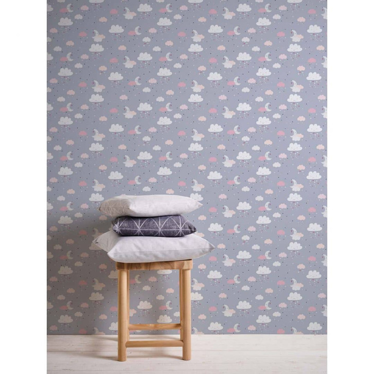 A.S. Création Kinderzimmertapete Little Love Vliestapete Nachthimmel grau, rosa, beige, weissz - WA324946