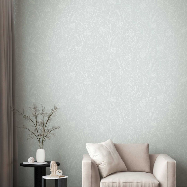 Florale Vliestapete mit Prägung Hellgrün – Struktur-Tapete mit Blütenmuster - WA458836