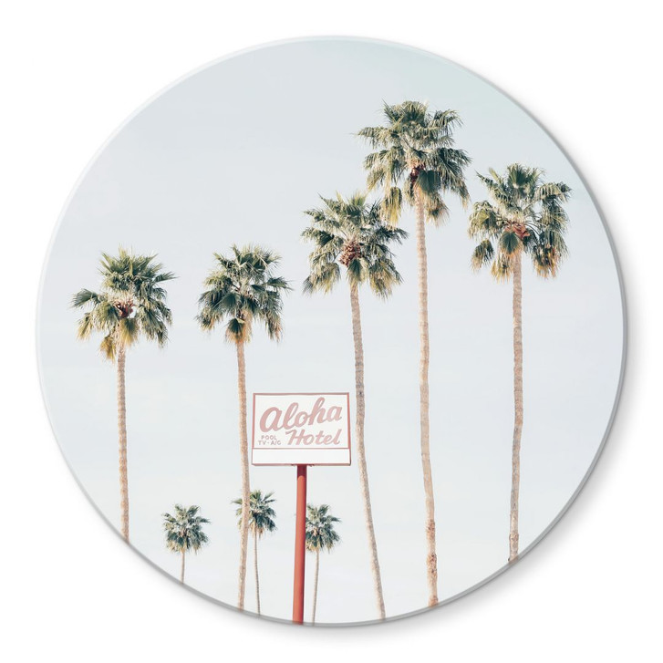 Glasbild Palmen am Hotel Aloha - Sisi & Seb - Rund - WA424940
