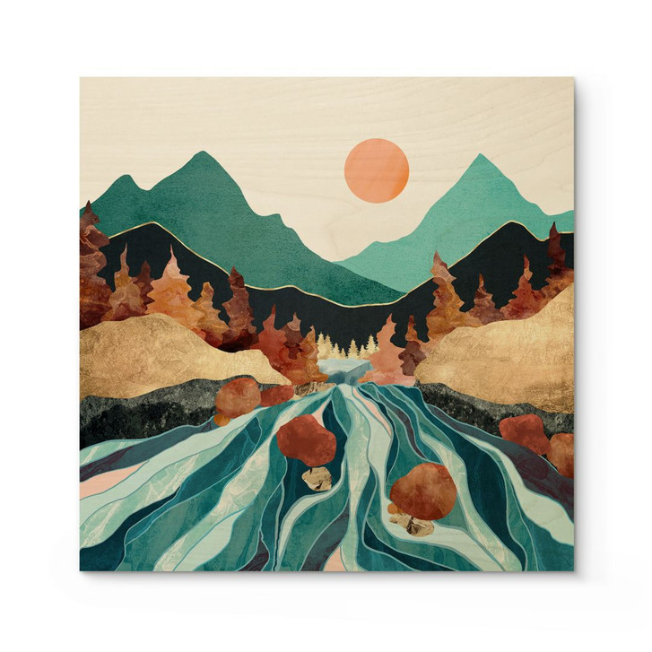 Holzbild Berg Land Fluss - SpaceFrog Designs - WA425722