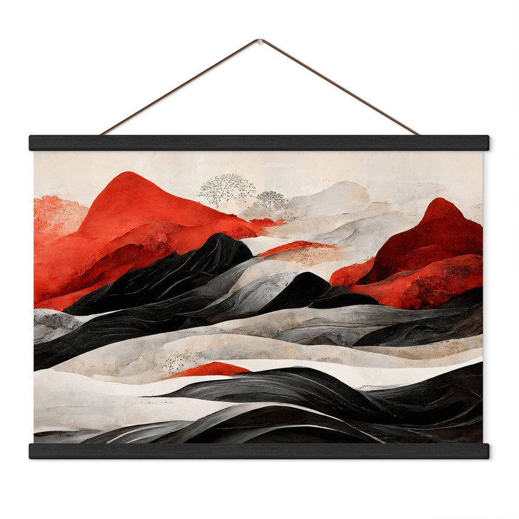 Stoffbild Rote Berge im Japandi Stil - Treechild - WA517965