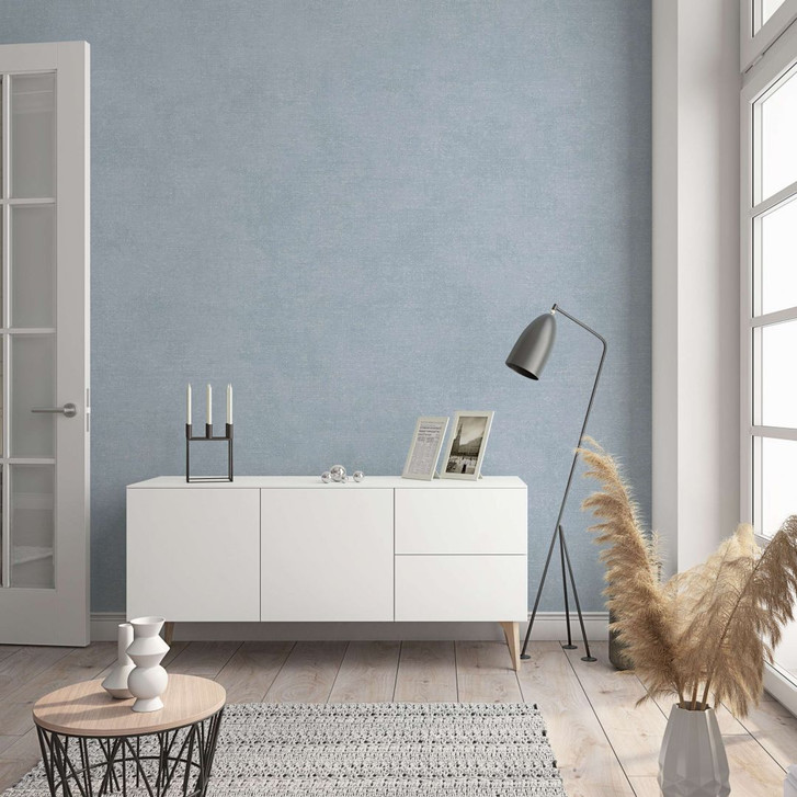 Vliestapete in moderner, feiner Struktur blau, grau Uni - WA507768