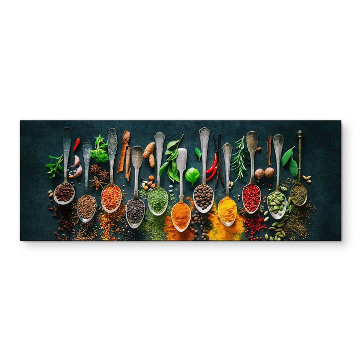 Wandbild Bunte Vielfalt an Gewürzen - Panorama - Alu-Dibond - WA423152