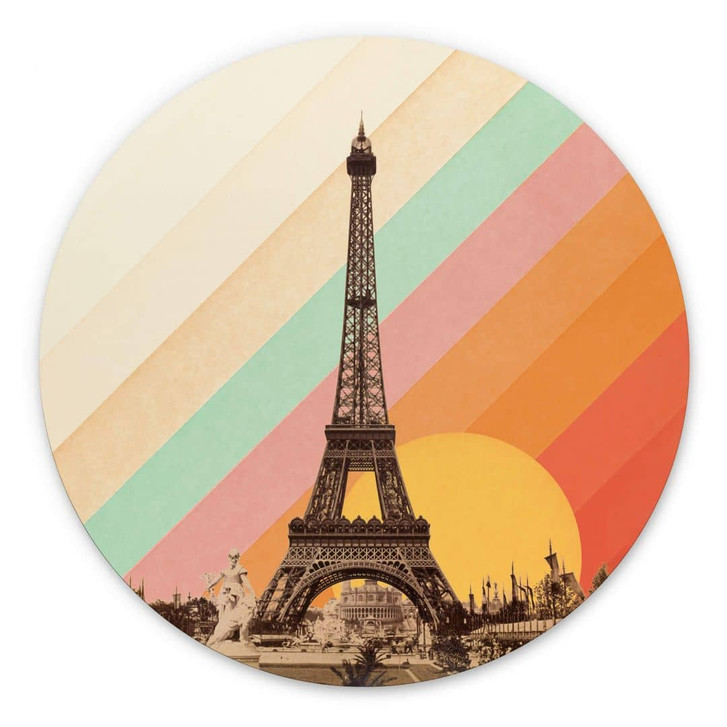 Alu-Dibond Bodart - Retro Eiffelturm mit Regenbogen - Rund - WA393699