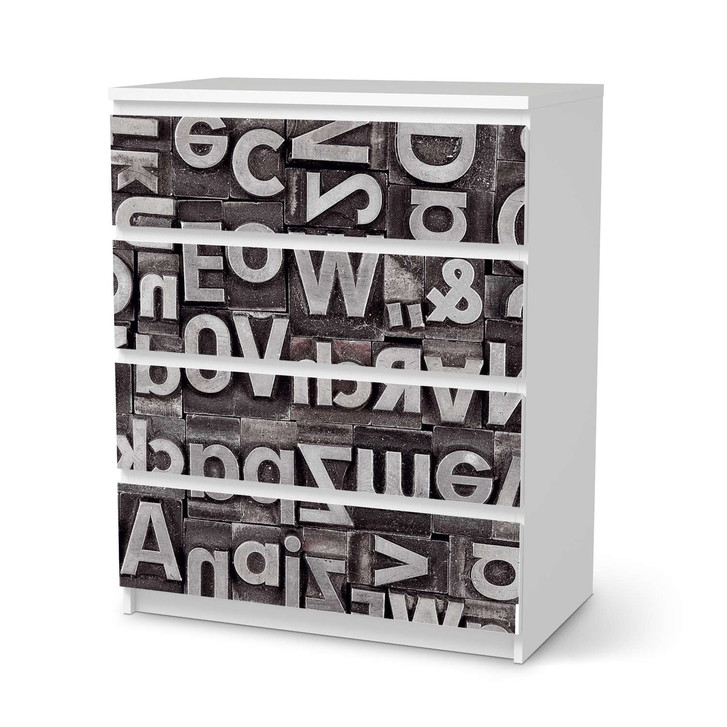 Folie IKEA Malm Kommode 4 Schubladen - Alphabet - CR105543