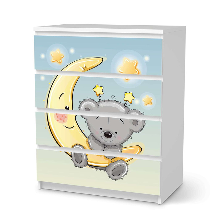 Folie IKEA Malm Kommode 4 Schubladen - Teddy und Mond - CR105702