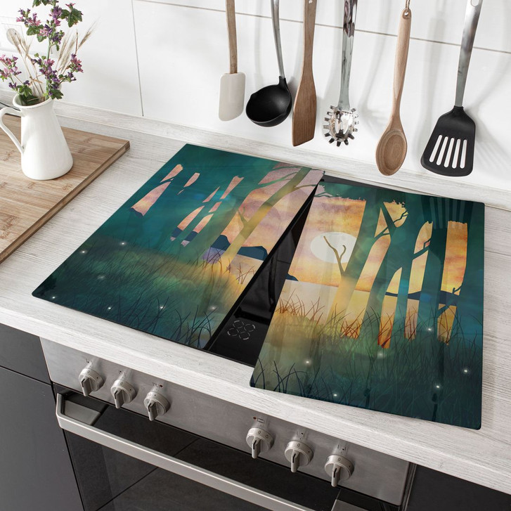 Herdabdeckplatte Waldzauber bei Sonnenuntergang - SpaceFrog Designs - WA425916