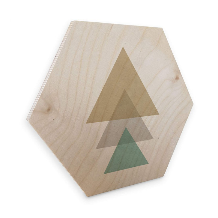 Hexagon - Holz Birke-Furnier Nouveauprints - Triangles aqua - WA291392