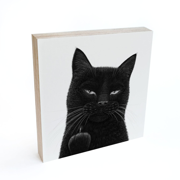 Holzbild zum Hinstellen - Freche schwarze Katze - Korenkova - 15 x 15 cm - WA511153
