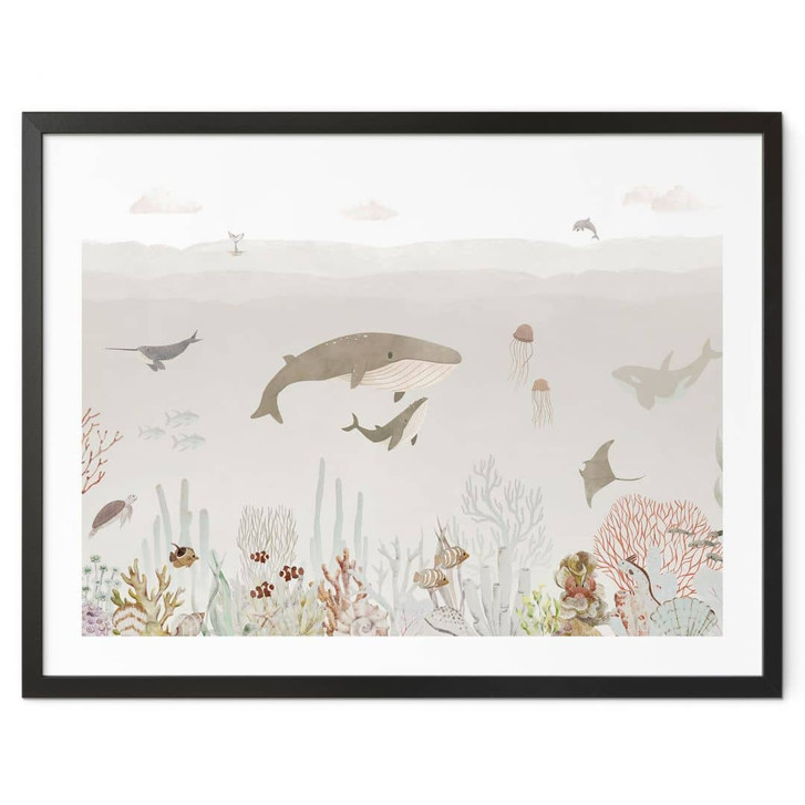 Poster Wale und ihre Freunde in der Unterwasserwelt - Kinderposter - Oliver Robins - WA435943