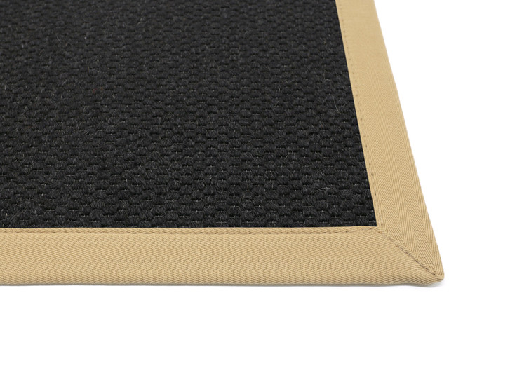 Saba Wollweb 5cm Bordürenteppich Rechteck Wunschmass in Black - TS408873