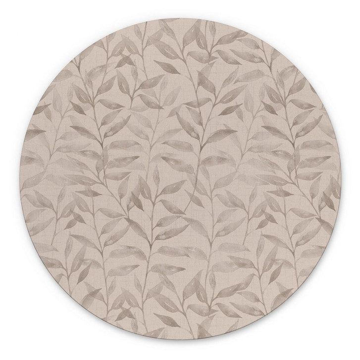 Wandbild Zarte Aquarell-Blätter - Soft Grau - Bloomery Decor - Alu-Dibond - Rund - WA491847
