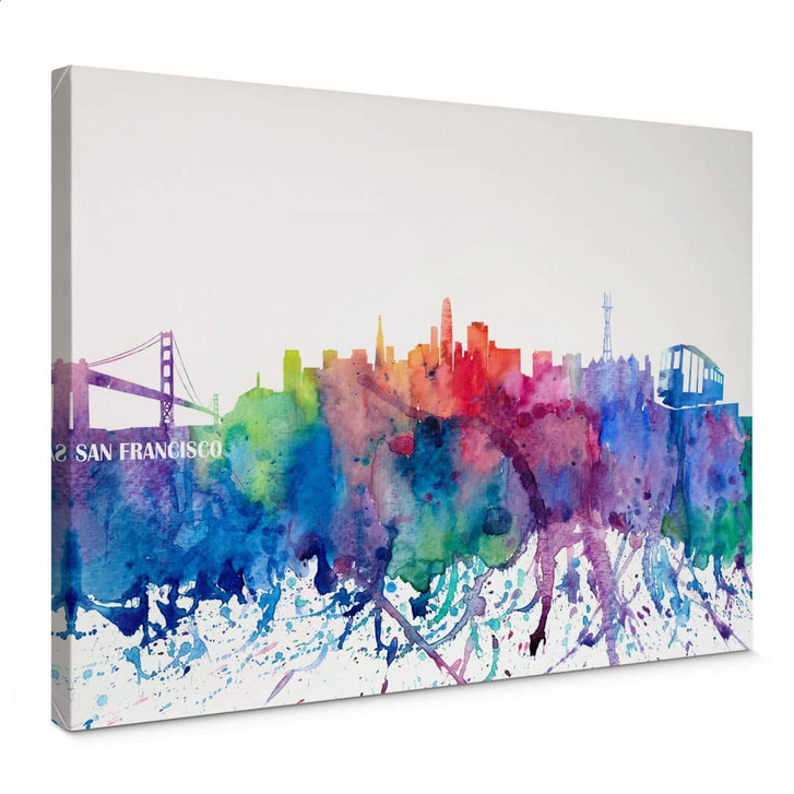 Leinwandbild Bleichner - San Francisco Aquarell Skyline - WA359089