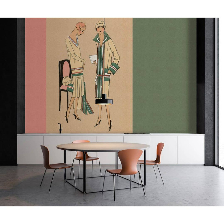 Livingwalls Fototapete Walls by Patel 3 Parisienne 1 grün, beige, rosa, schwarz, weiss - WA328021