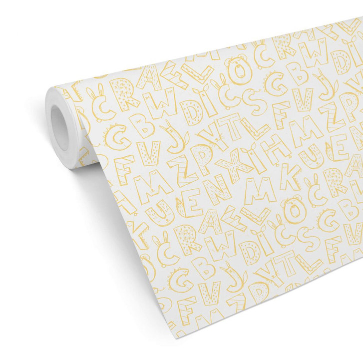 Mustertapete - Kinderalphabet - gelb - WA236496
