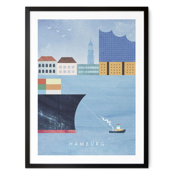 Stadt-Poster Hamburg mit Hafen - Rivers - WA408268