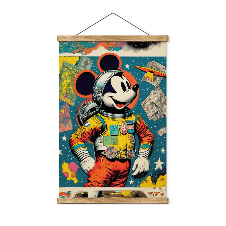 Stoffbild Treechild - Mickey als Astronaut im Retro Stil - WA411250