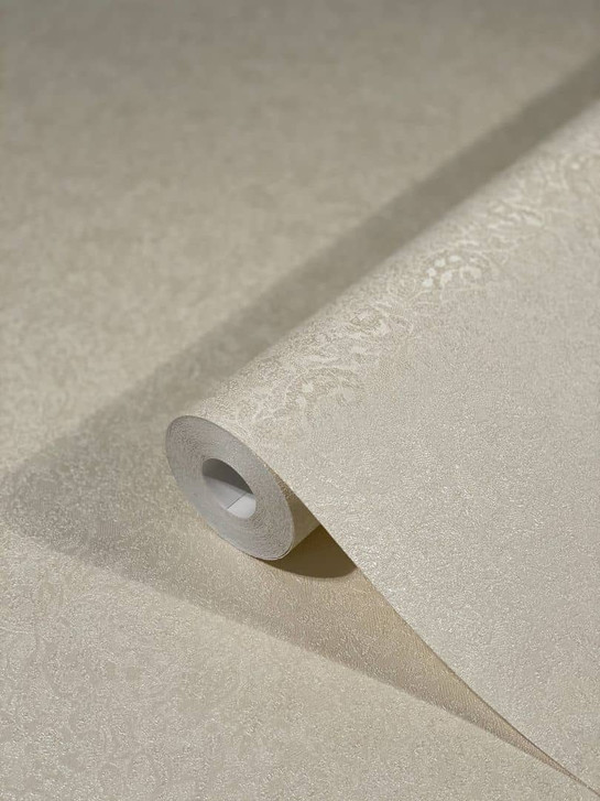 Vliestapete mit glänzenden kleinen Blättern beige Floral von Harald Glööckler - WA451068