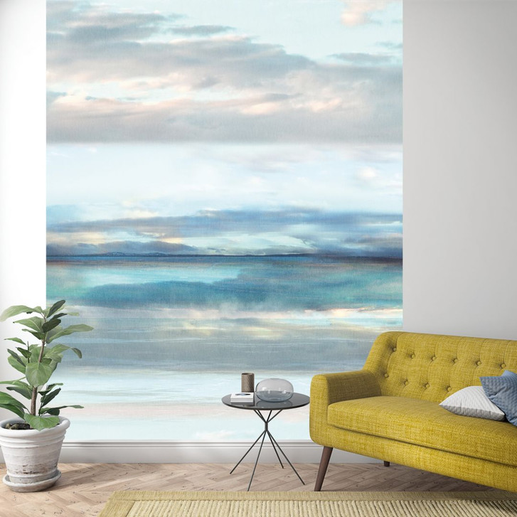 Fototapete mit wolkigem Himmel Blau, Grau ,Illustration 2.70 x 2.12 m - WA448949