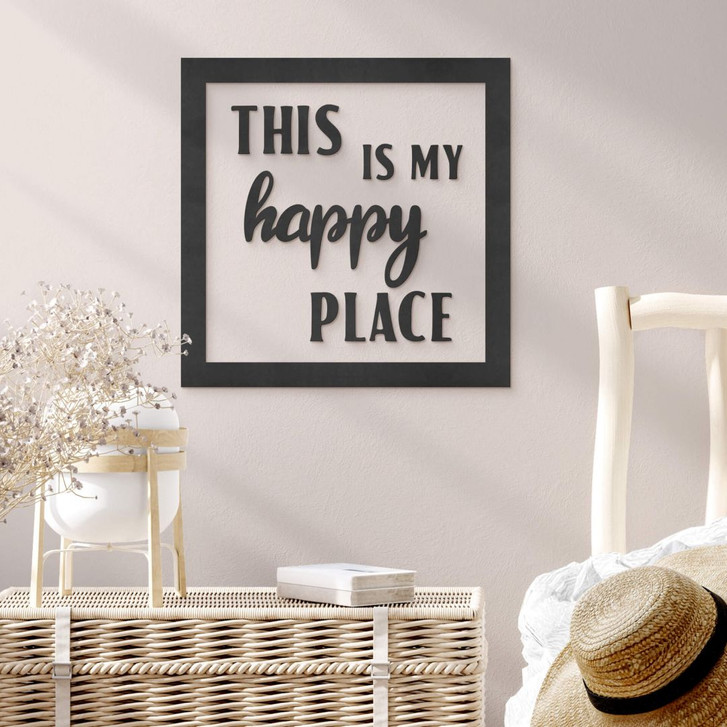 MDF Schriftzug mit Rahmen - this is my happy place - WA378594