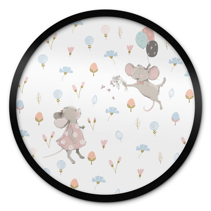Poster Kleine Mäuse mit Luftballons - UN Designs - Rund - WA427732