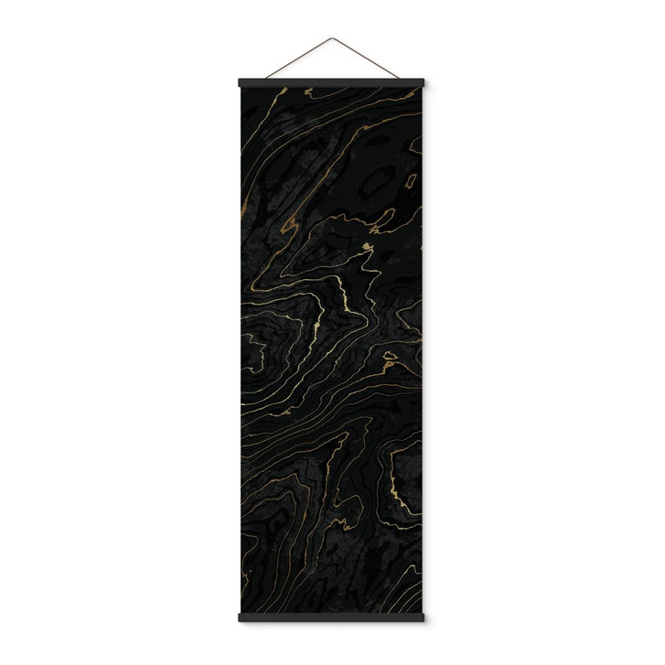 Stoffbild Abstrakte Linien Schwarz-gold - Amini - Panorama - WA500176