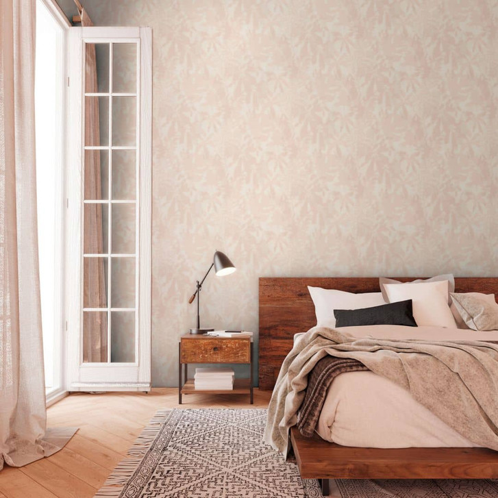 Tapete in Blattschatten-Optik Beige Creme – Tropisches Muster – Vliestapete - WA465452