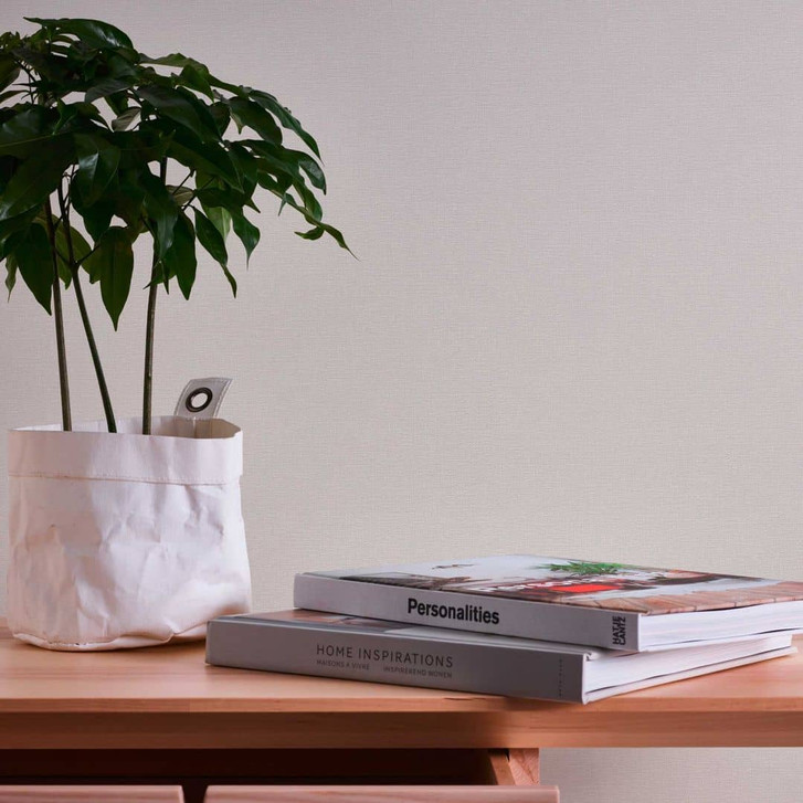 Einfarbige Vliestapete Leinen-Optik Creme Grau - Strukturtapete Unitapete - WA396953