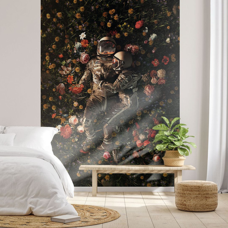 Fototapete Astronauten auf einer Blumenwiese - Nicebleed - WA399083