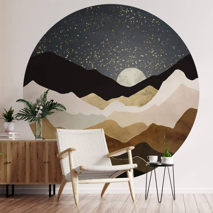 Fototapete SpaceFrog Designs - Goldene Sterne - Rund - Selbstklebend/Vlies - WA345565