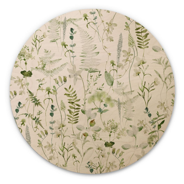 Holzbild Kräuter und Wildblumen - UN Designs - Rund - WA401157