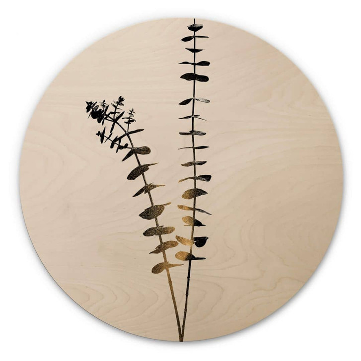 Holzbild Kubistika - Schwarz-Goldener Eukalyptus - - WA326988