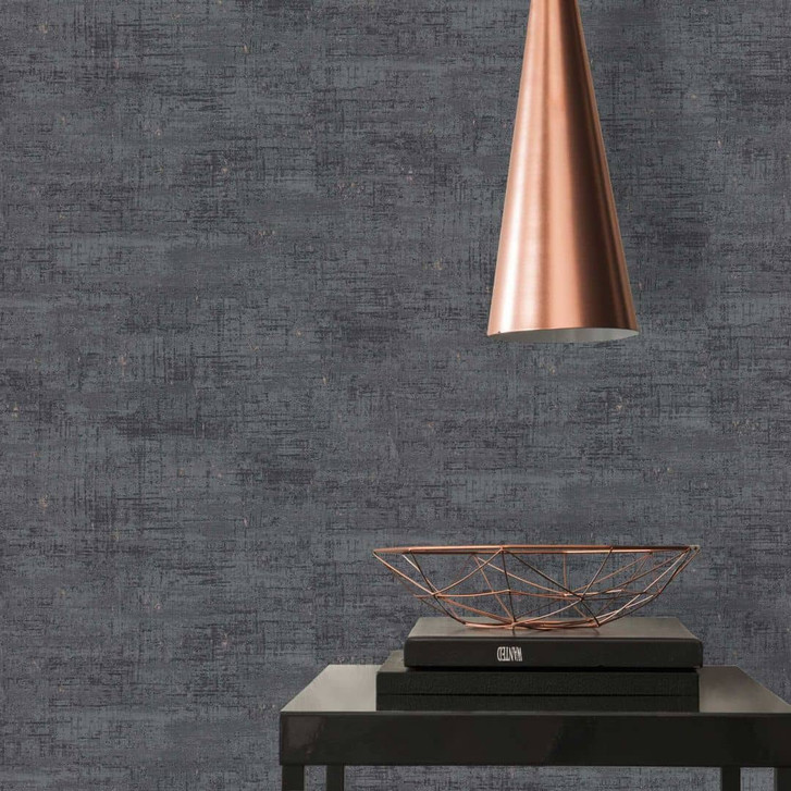 Industrielle Abstrakte Tapete Anthrazit mit Metallischen Akzenten Strukturierte Vliestapete - WA397185