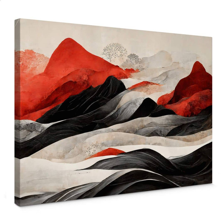 Leinwandbild Treechild - Rote Berge im Japandi Stil - WA403659