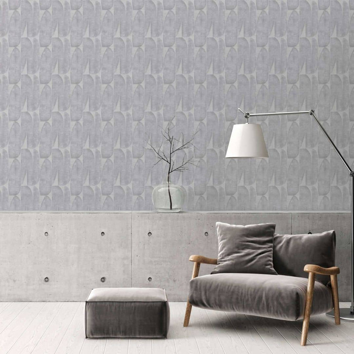 Moderne Vliestapete mit Blattmuster in Schiefergrau - Stilvolle Wanddekoration - WA397188