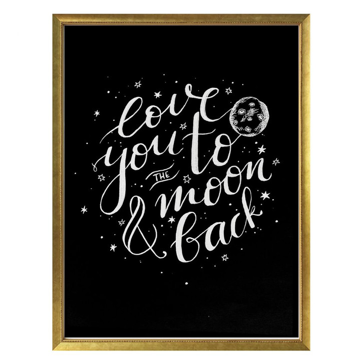 Poster Love you to the moon and back - handlettering - schwarz negativ - WA248280