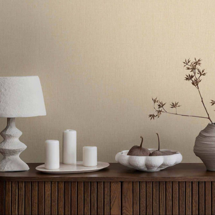 Uni Vliestapete in Creme mit Leinentextur - Sanfte Wandgestaltung für ein stilvolles Zuhause - WA397110
