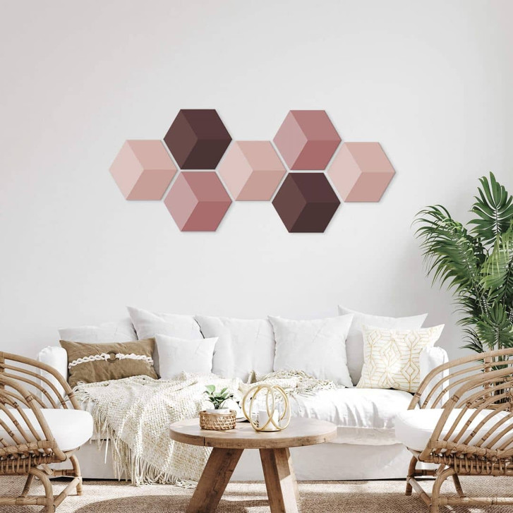 3D Hexagon - Alu-Dibond Set Rot (7er Set) - WA324836