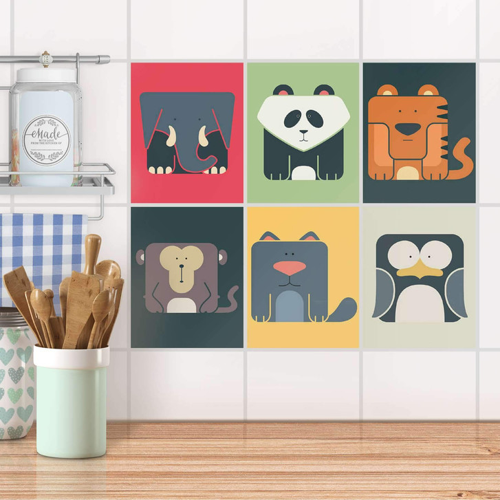 Fliesenaufkleber Set rechteckig - Zoo Maniac - CR103859
