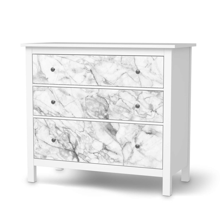 Möbelfolie IKEA Hemnes Kommode 3 Schubladen - Marmor weiss - CR114754