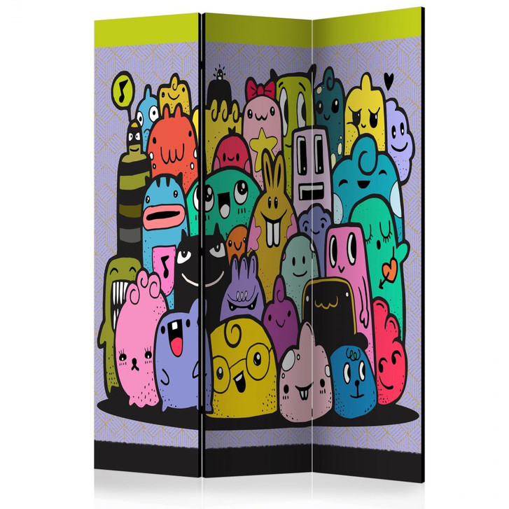 Paravent, Raumteiler freistehend, Trennwand - Monster aus der 3. Klasse C - WA453732