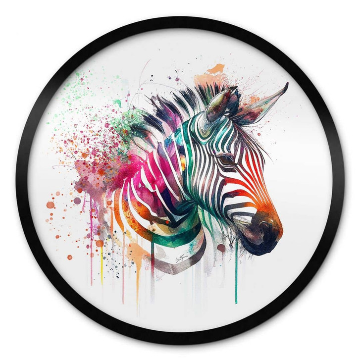 Poster Heine - Regenbogen Zebra - Rund - WA407651