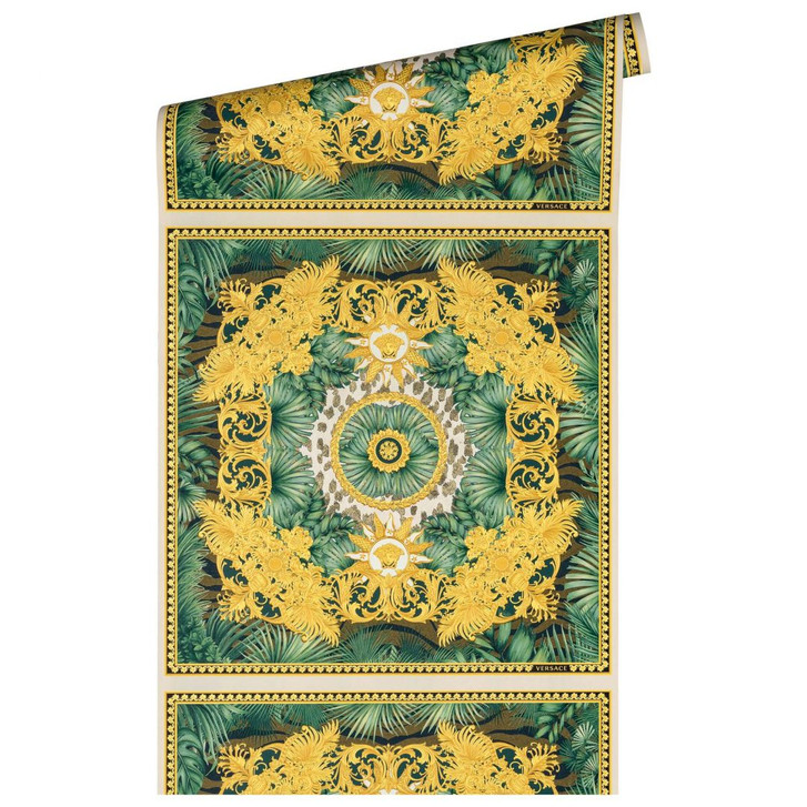 Versace Home Tapete Palmen Blätter Grün Gold Dschungel Vliestapete Luxus Designertapete - WA382554