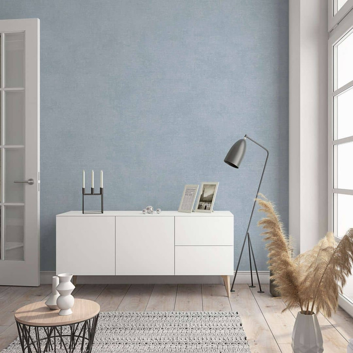 Vliestapete in moderner, feiner Struktur blau, grau Uni - WA450151