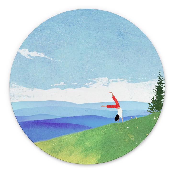 Wandbild Bergwiese mit Ausblick - Rivers - Alu-Dibond Rund - WA514434