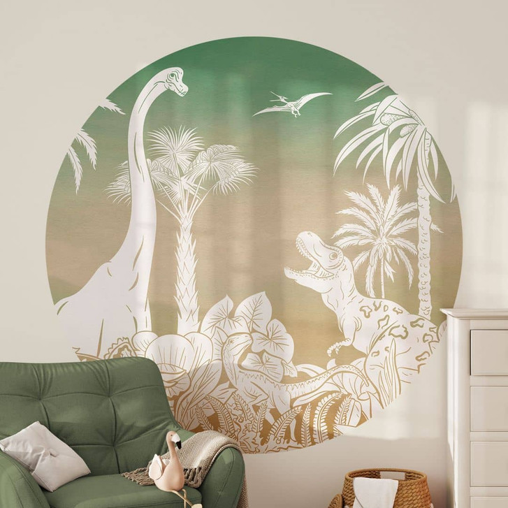 Wandtattoo Abenteuerreise zu den Dinosauriern - Ombre - Kikki Belle - Rund - WA436122