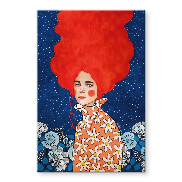 Acrylglasbild Frau mit rotem Haar und Blüten - Hülya - WA490941