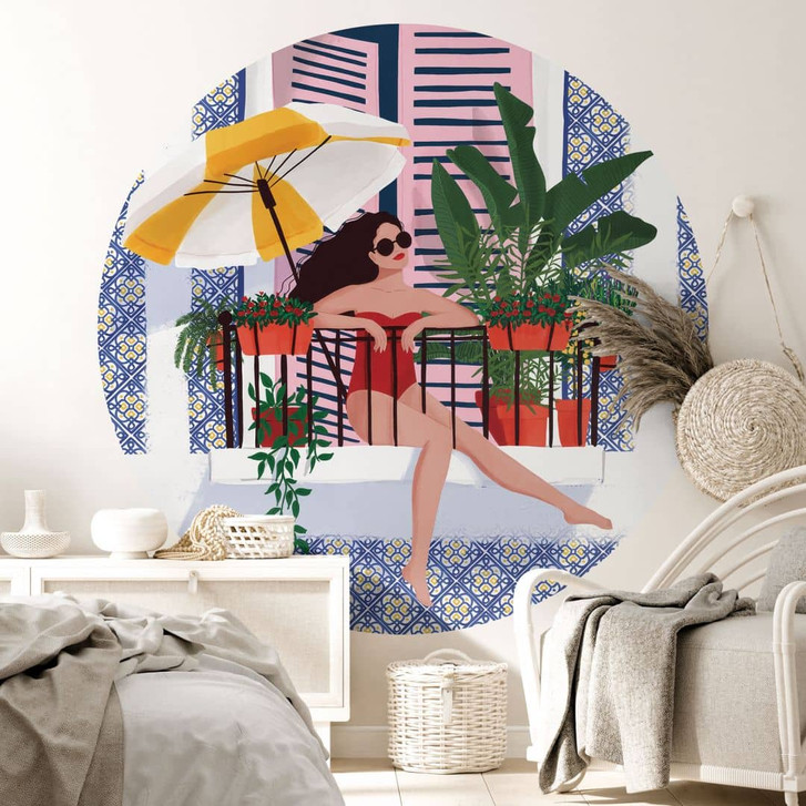 Fototapete Urlaub auf dem Balkon - Tomljanovic - Rund - Selbstklebend/Vlies - WA467341