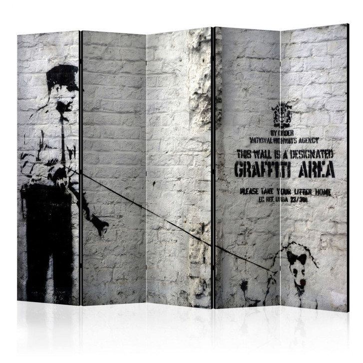 Paravent, Raumteiler freistehend, Trennwand - Graffiti-Zone , 5-teilig - 225 x 172 cm - WA454652